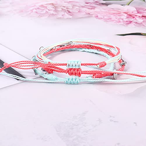 FANCY SHINY String Ankle Bracelets Waterproof Rope Anklets Braided Beach Boho Coin Anklets Cute Friendship Foot Jewelry for Women - style: Teal