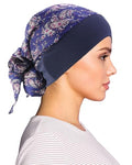 Chemo Headwear for Women Head Scarf Headwraps Silky Soft Turbans for Women Cancer Hats Chemo Beanie Coverings Scarves - color: B Blue Pattern1