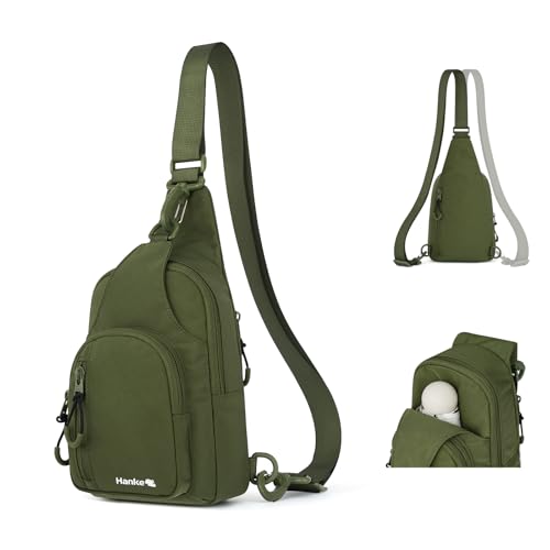 Hanke Crossbody Sling Bag for Women Men, Small & Large Casual Cross Body Sling Bags, Chest Bag for Outdoor Hiking Travel - color: Pine Green, size: Small