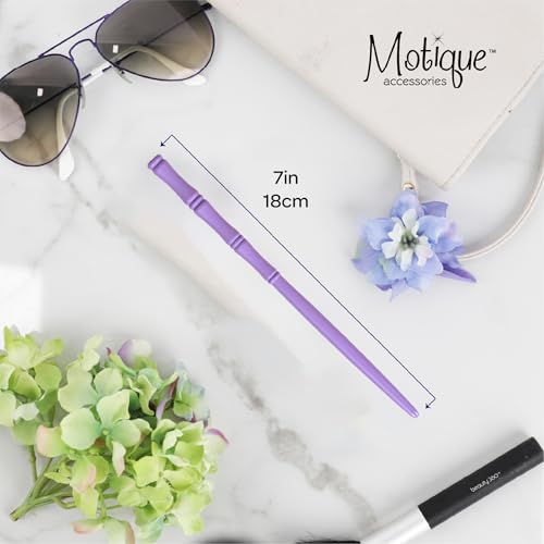 Carved Wooden Hair Sticks Set, Traditional Hair Chopsticks, 7 inches, 2 Pack, Vintage Style (Purple) - color: Purple