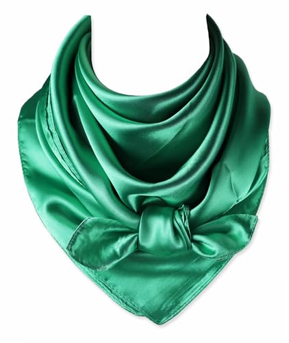 vabovin Satin Head Scarf for Women Solid Color, 35×35 in | Silk Feel Neckerchief, Hair Scarf, Fashion Bandana, Headscarf, Headband, Hair Wrap Sleeping, Daily Fashion Styling - color: 234 Turquoise Green