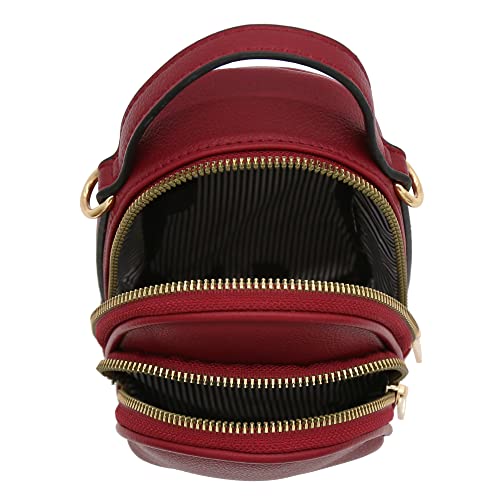 FashionPuzzle Two Compartment Mini Crossbody Bag | Two Compartment - color: Wine
