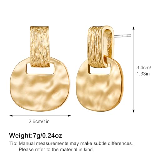 MUYAN Gold and Silver Boho Hammered Dangling Earrings for Women Modern Statement Finish Dangle Drop Earrings Jewelry - color: A Hammered