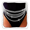Rhinestone Waist Chain Body Chain Crystal Body Jewelry for Women Layered Rhinestones Belly Chain Summer Beach - color: Silver
