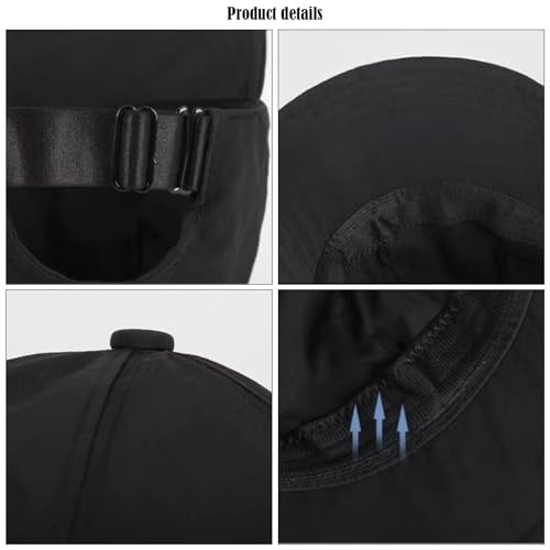 huablo]UPF 50+Womens Sun Hat UV Protection Hiking Fishing Hats Wide Brim Hat Adjustable Ponytail Packable Sun Cap - color: Black