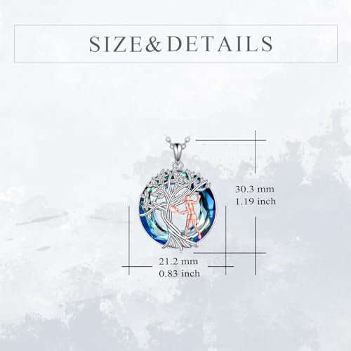 YFN Tree of Life Necklace Sterling Silver Crystal Jewelry Graduation Birthday Gifts for Women - color: Tennis