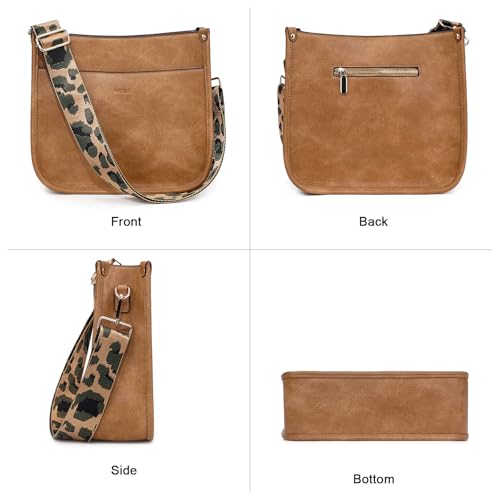 HKCLUF Crossbody Bag Purse for Women 2PCS/Set Leather Hobo Handbag Wallet Set With 2Adjustable Guitar Strap Shoulder Bag | Purse - color: A9-lightbrown