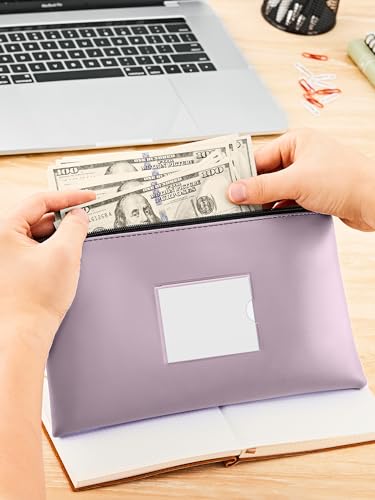 SMARTAKE 10-Pack Bank Deposit Money Bags with Zipper, 10 Colors Leather Bags Wallet Pouches with Label, for Cash, Coins, Cosmetics, Invoice, Bills, Tools, 11.5 x 6.2 Inches (Macaroon Colors) - color: Macaroon Colors
