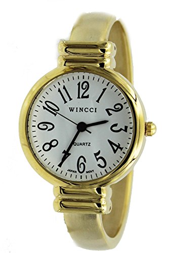 Women's Classic Easy Read Bangle Cuff Watch - color: gold
