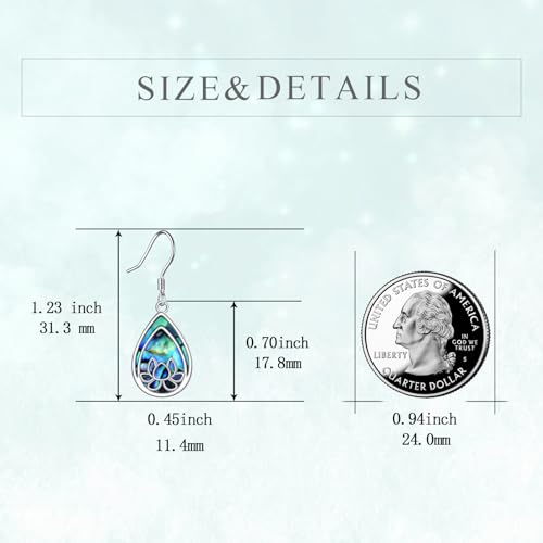TIGER RIDER Abalone Shell 925 Sterling Silver Dangle Earrings Lightweight Filigree Dangle Drop Earrings for Women - style: Lotus