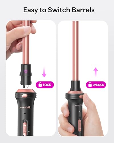 Wavytalk 5 in 1 Curling Iron Set with Thermal Brush and 4 Interchangeable Ceramic Curling Wands (0.5'-1.25'), Instant Heat Up Hair Curling Iron, Rose Gold - color: Rose Gold