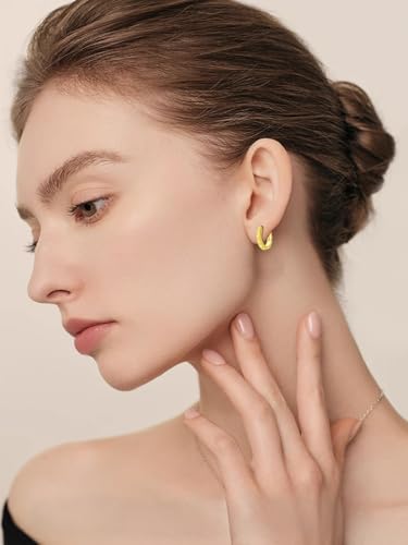 14K Gold Hoop Earrings for Women Hypoallergenic Lightweight Gold Huggie Hoop Earring Jewelry Gift - style: C-15mm