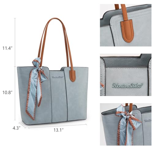 Montana West Tote Bags for Women Top Handle Satchel Purses - color: Pastel Blue