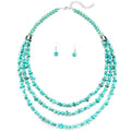 Errally Layered Beaded Statement Necklace Multi Strand Crystal Beads Collar Necklace and Earring Sets for Women Fashion Costume Jewelry Set Gifts for Her - color: 15-Turquoise