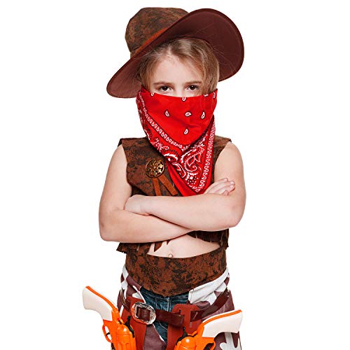 Blulu 12 Pack Neon Bandanas Bulk Multi Purpose Paisley Cowboy Bandanas for Men Women Headband Western Music Festival Rave - color: Red