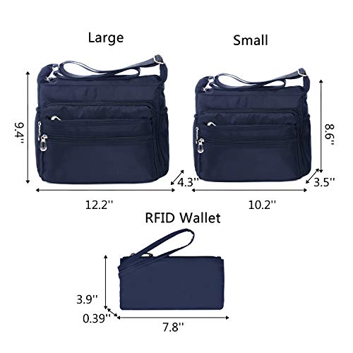 NOTAG Crossbody Bag for Women Waterproof Shoulder Bag Messenger Bag Casual Nylon Purse Handbag - color: Navy Blue-rfid-s