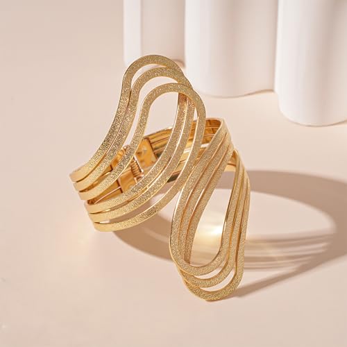 Arm Cuff for Women Gold Upper Arm Bracelet Minimalist Adjustable Cuffs Bangle Punk Dress Jewelry - style: GWrap B