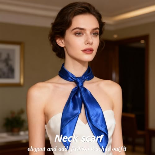 Ciormis 35" Silk Head Scarf for Women, 4 Pcs Satin Hair Scarf Square Silk Bandana Top Neck Scarves Hair Wraps for Sleeping - color: K1-solid-set5