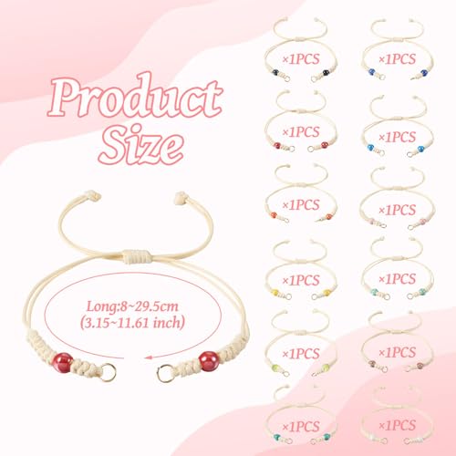 Adjustable Slider Bracelets Colorful Half Finished Bracelets Adjustable Beaded Bracelets DIY Friendship Bracelets for Women Jewelry Making Gifts Supplies - color: Milky White Colors