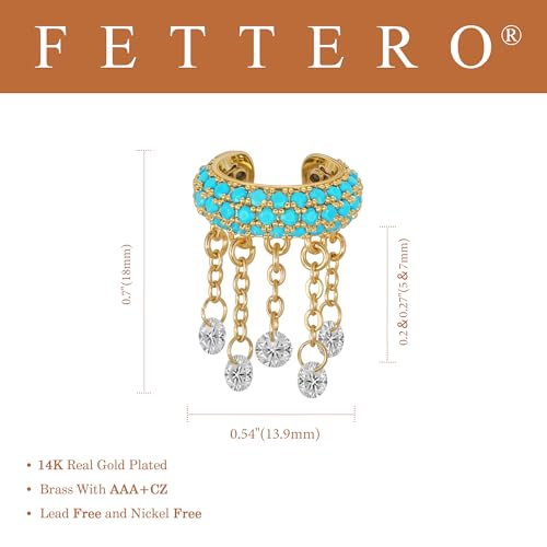 FETTERO Ear Cuff Earrings for Women Non Piercing 14K Gold Plated Ear Cuffs for Non Pierced Ears Clip on Cartilage Earring Ligthweight Fake Earrings | Single - style: Tassle
