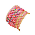 Fuqimanman2020 18Pcs Boho Stackable Beaded Bracelets for Women Colorful Handmade Multilayered Rice Beads Anklets Set Summer Beach Bohemian Jewelry Gift - color: Style 1 Pink A