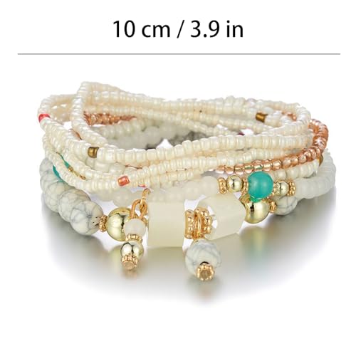 Beaded Bracelets for Women,Bohemian Stackable Style Multilayered Stretch Bracelets Friendship Jewelry Summer - color: Style 6, size: Bead
