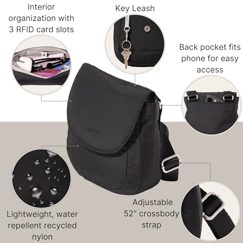 Baggallini Swift Flap Mini Crossbody - color: B-lite Black
