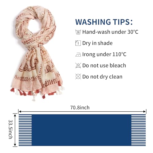 QIUTIMIY Scarf for Women Lightweight Soft Floral Leopard Printed Scarves Fall Winter Fashion Shawl Wrap with Fringe - color: Flower-pink Red