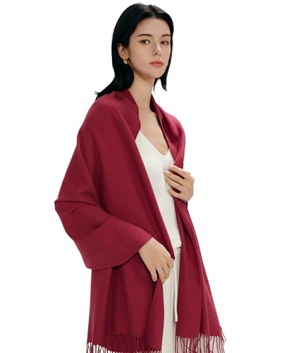maamgic Women's Winter Scarf Soft Warm Scarf for Women Cozy Shawl Wraps for Women Lightweight Pashmina Style Wrap - color: Solid Burgundy