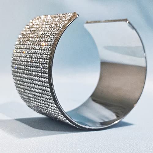 Jojomina MultiLayer Rhinestone Bracelet for Women Girls Crystal arm cuff Prom Bangle Bracelet Jewelry for Party Wedding Dating - color: Silver