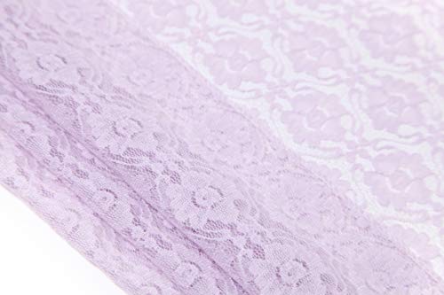 Cindy & Wendy Floral Embroidered Lace Triangle Scarf for Women - color: Lilac