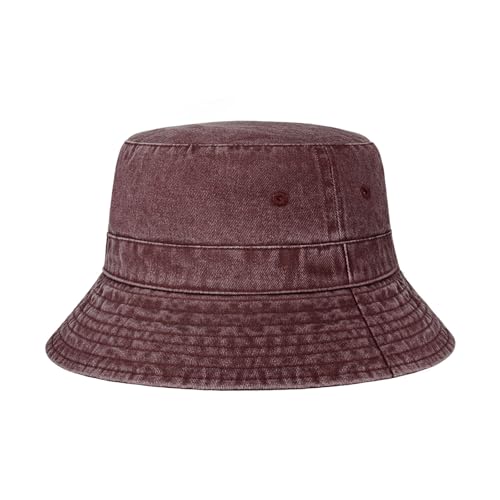 Hot Summer Bucket Hat - Trendy Cotton Sun Hat for Beach, Golf, Fishing - Fun Outdoor Vacation Boonie for Men and Women - color: Berry