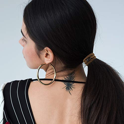 Hair Ties for Women Girls, Funtopia 30 Pcs Elastics Hair Bands Ponytail Holders for Thick Hair, No Damage No Crease Hair Elastics (Black/Brown/White/Beige/Coffee) - color: 1.Neutral