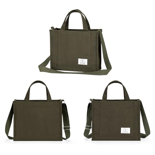 WantGor Tote Bag for Women, Corduroy Crossbody Bags Shoulder Handbag Small Satchel Hobo Bag Purse - color: Army Green