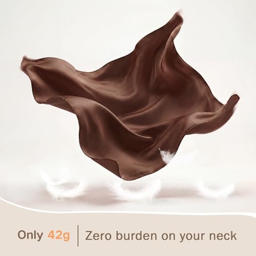 American Trends Women Silk Feeling Scarf Satin Head Scarves Square Wrap Neck Scarf Lightweight Silk Like Bandana - color: 14 Light Coffee