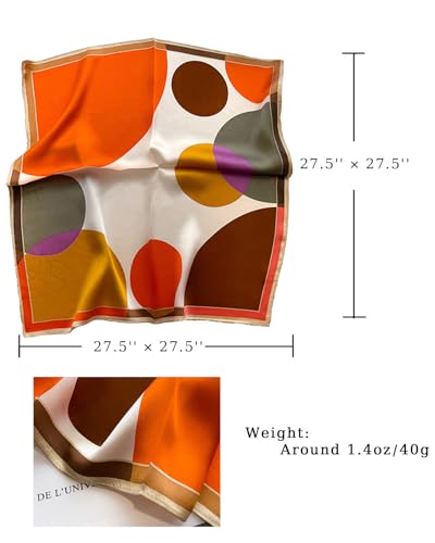 Satin Bandana Headscarf for Women Silky Hair Scarves for Fashion Lightweight - color: 19-orange Dots