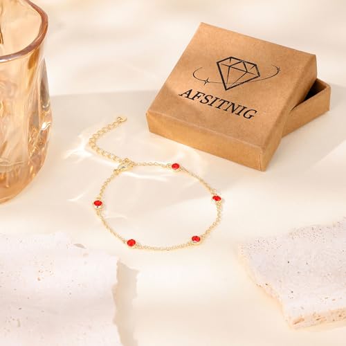 Birthstone Bracelet for Women 14K Gold Plated Dainty Link Bracelet Trendy Non Tarnish Trendy Chain Bracelets Birthday Valentines Gifts Jewelry for Women Mom Daughter Wife Sister Friend - color: 07.July