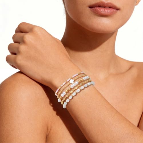 Dainty Gold Plated Pearl Crystal Beaded Bracelets Set for Women 14K Gold Plated Bead Pearl Beads Bracelet Stackable Paperclip Link Chain Bracelets Gold Plated Bracelets for Women Trendy Jewelry - color: Style4-gold bracelets set2