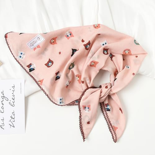 Cotton Bandana,Large Bandanas for Women,Head Coverings for Women,Head Scarf Handkerchief, Square Headband 27" x 27" - color: 27-21-cat-pink