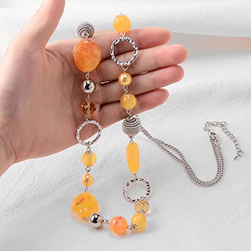 PEARL&CLUB Long Beaded Necklaces For Women - Sweater Chain Fashion Jewelry Necklace Gifts For Women - color: 23-Yellow