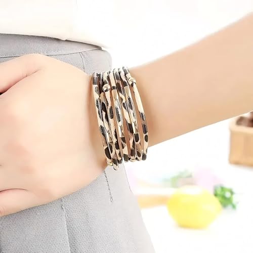 Long tiantian Boho Leather Wrap Bracelets Western Bracelets for Women Stackable Starfish Crystal Pearl Turquoise Leather Bracelet With Clasp Jewelry Gifts Boho Dresses - color: B10:WHITE Bracelet