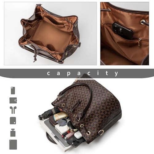 Bucket Purse For Women With Chic West Hobo Style | Drawstring Closure, Shoulder Handbag, Tote Purse, Pockets Design - color: Brown