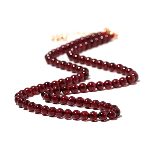 Simple Choker Necklace for Women Real Stone and Crystals Necklaces 4mm Beaded Choker Jewelry Meditation Gift for Women (16"+2") - style: Garnet