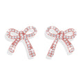 Rhinestone Bow Earrings for Women, Elegant Bridal Jewelry Statement Drop Dangle Earrings, Wedding Guest Dress Matching Accessories, Bridesmaid Gift, Sparkling Party Costume Outfit - color: A8:Red Bow Stud Earrings