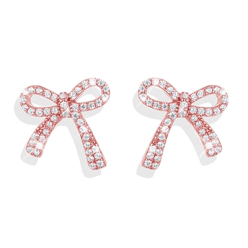 Rhinestone Bow Earrings for Women, Elegant Bridal Jewelry Statement Drop Dangle Earrings, Wedding Guest Dress Matching Accessories, Bridesmaid Gift, Sparkling Party Costume Outfit - color: A8:Red Bow Stud Earrings