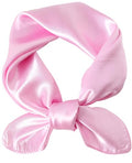 Hioyiwse Satin Square Scarf for Women Solid Color Emulation Silk Handkerchief Hair Ribbon Headband Handbag Purse - color: D8-pink(23.6*23.6inch)