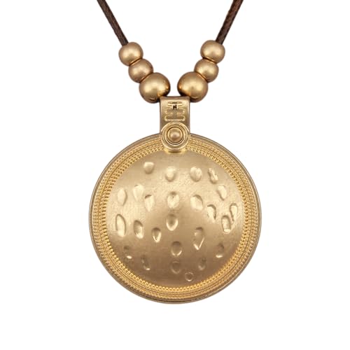 Jeilwiy Leather Necklace for Women Funky Necklace Choker String Cord Necklace with Pendant Boho Style Jewelry - style: Gold Round Pendant Necklaces