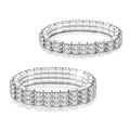 Kucheed Rhinestone Stretch Bracelets, Twinkle Diamond Tennis Bangle, Silver Crystal Sparkling Bridal Stackable Bracelet Jewelry, Bling Shining Wedding Party Elastic Band Bracelet for Women - color: Silver