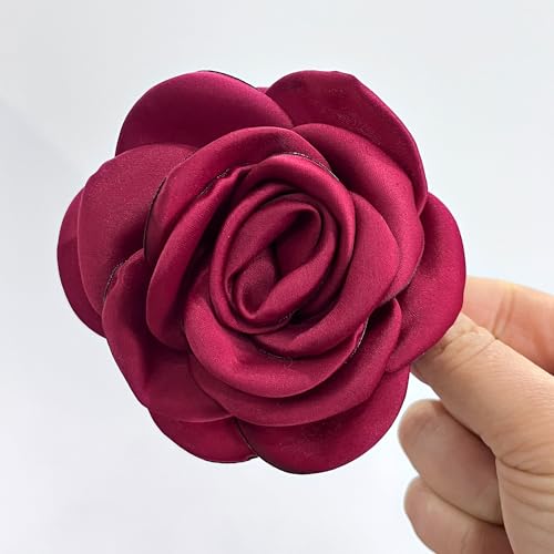 Sanrich Women's Brooches 4pcs Rose Flower Hair Clip Mexican Hair Flowers Clips Hairpin Brooch Tea Party Hats Headpieces (burgundy) - color: burgundy