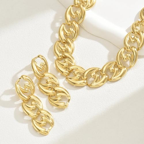 choice of all Chunky Gold Necklace Statement Necklace for Women Punk Chain Thick Gold Choker Jewelry Trendy Birthday Gifts - color: K:Gold Set